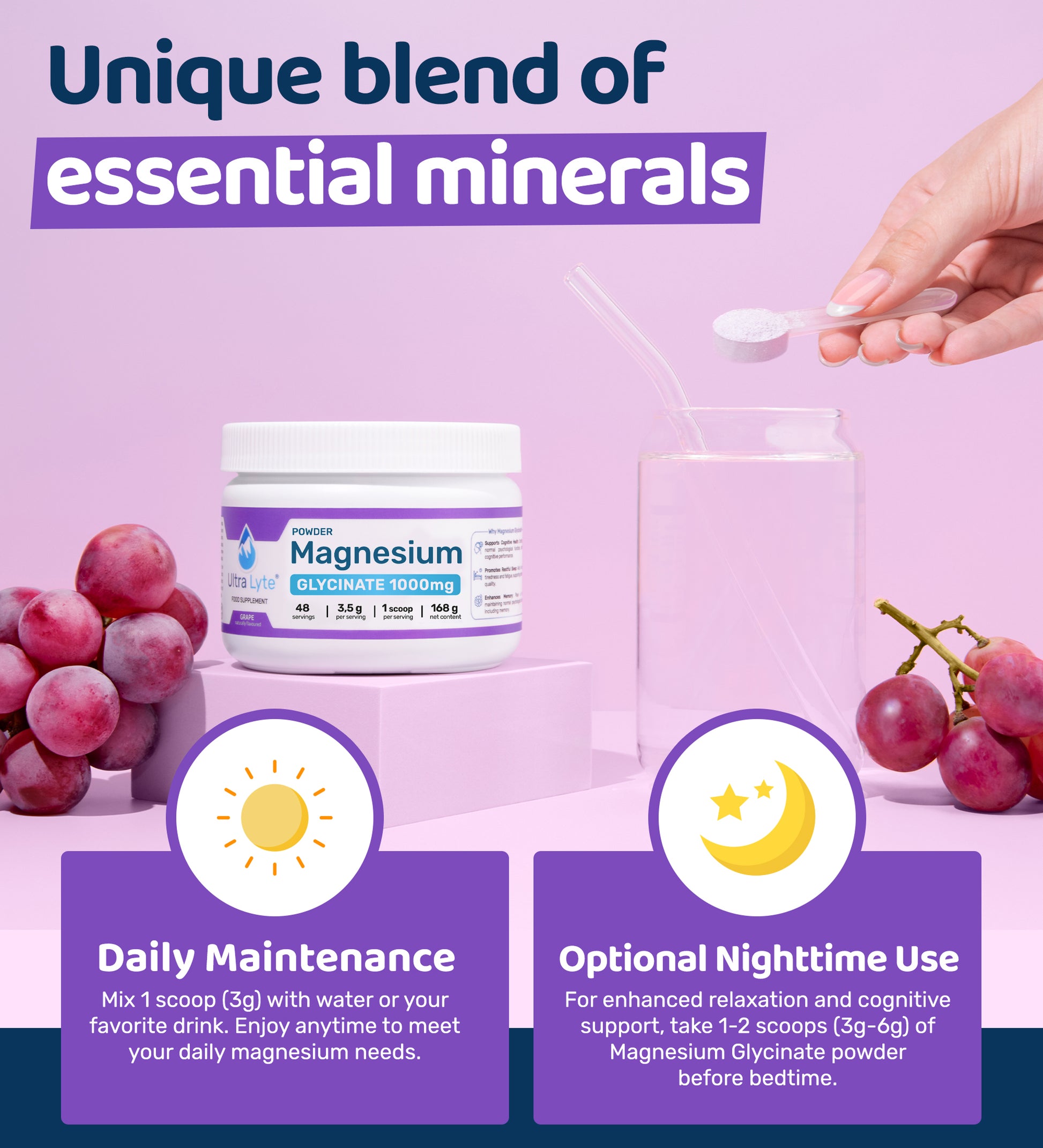 Magnesium Glycinate Powder 168g - Grape
