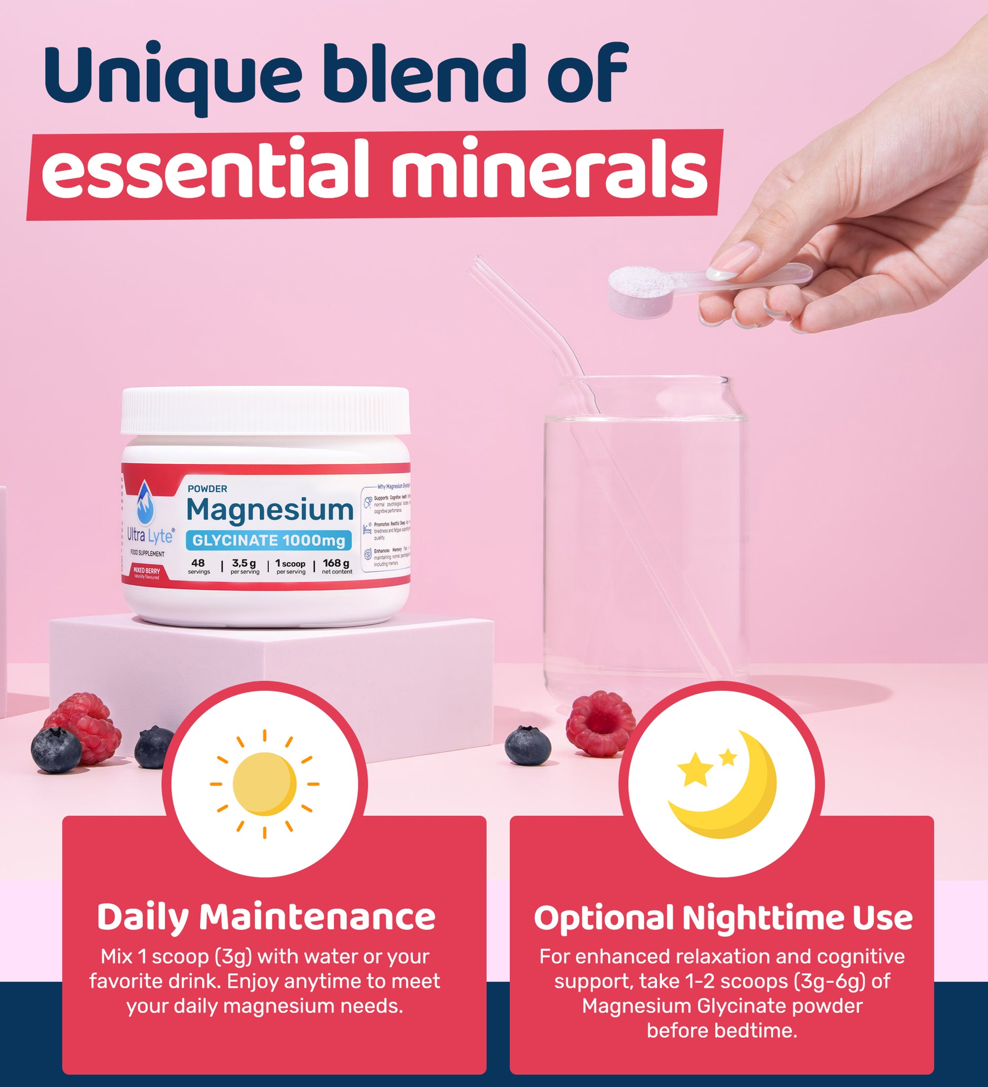 Ultra Lyte Magnesium Glycinate Powder 180g - Mixed Berry