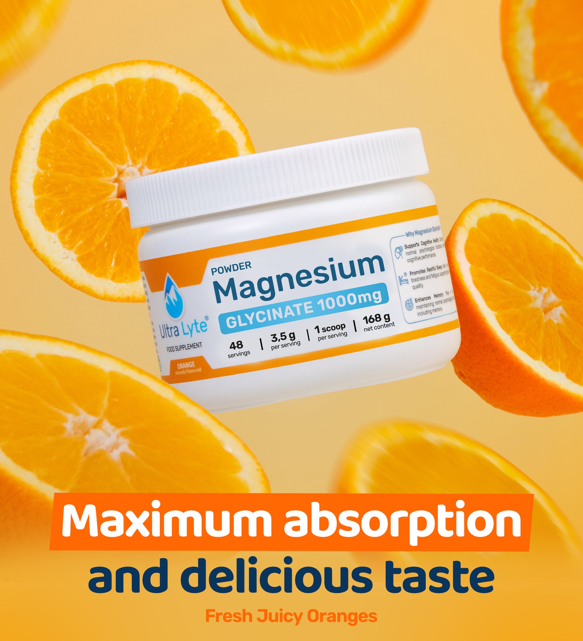 Magnesium Glycinate Powder 180g - Orange