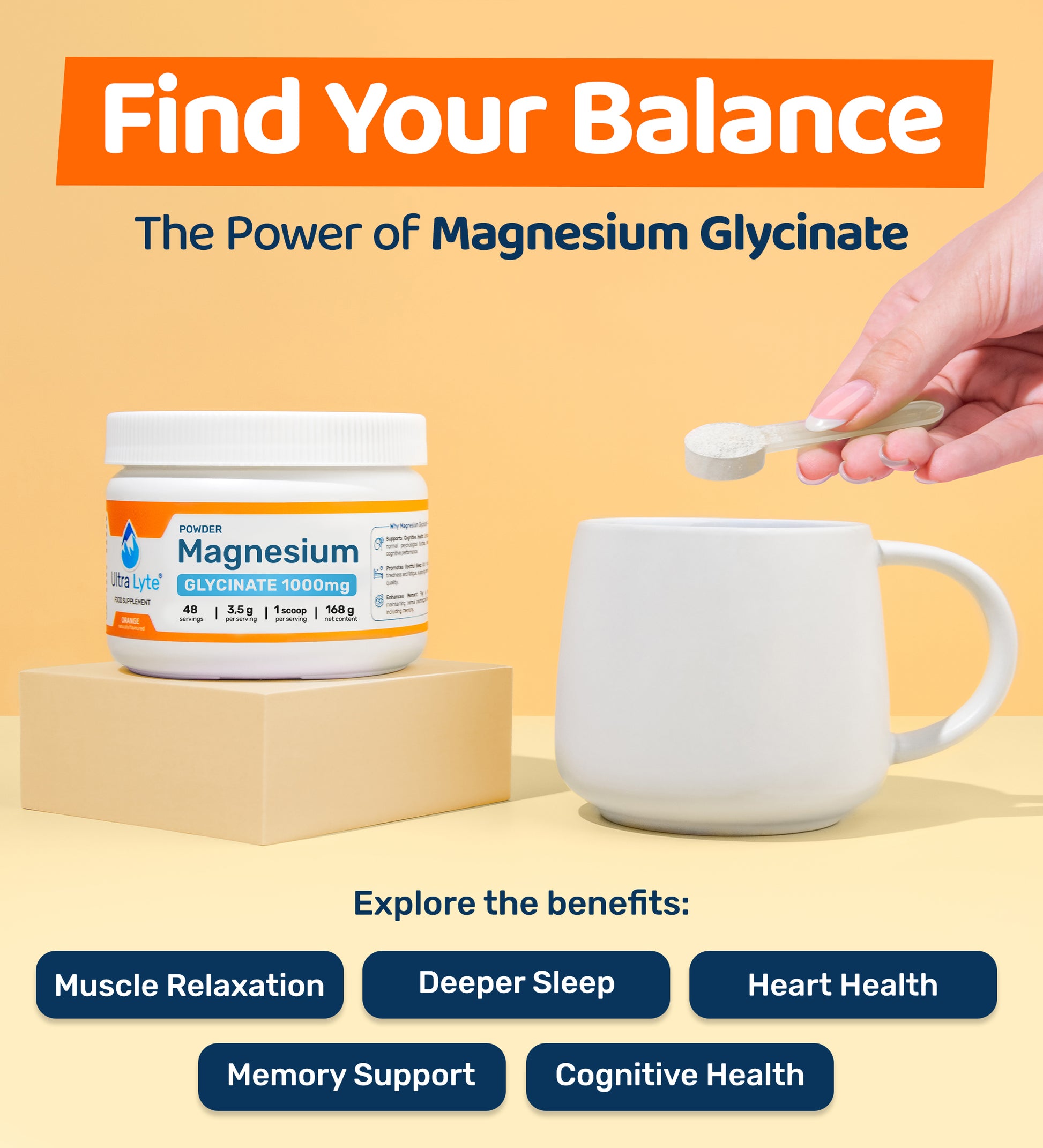 Magnesium Glycinate Powder 180g - Orange