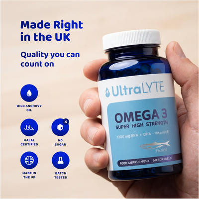 Halal-certified Omega 3 fish oil made in the UK