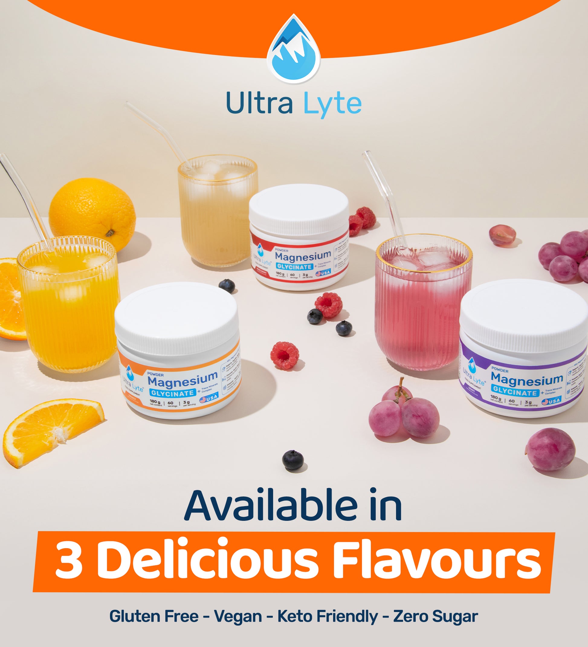 Magnesium Glycinate Powder 180g - Orange