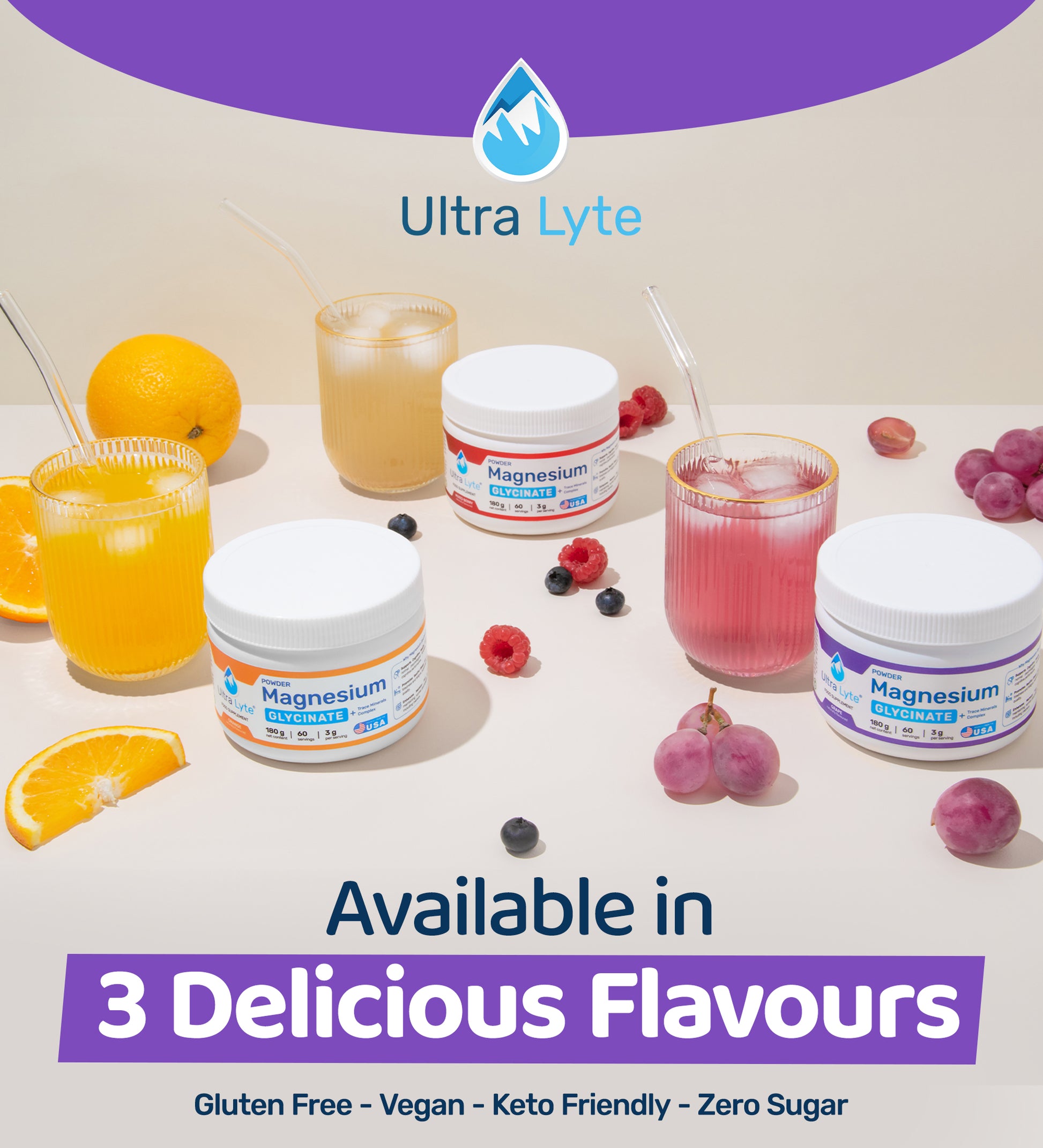 Magnesium Glycinate Powder 168g - Grape